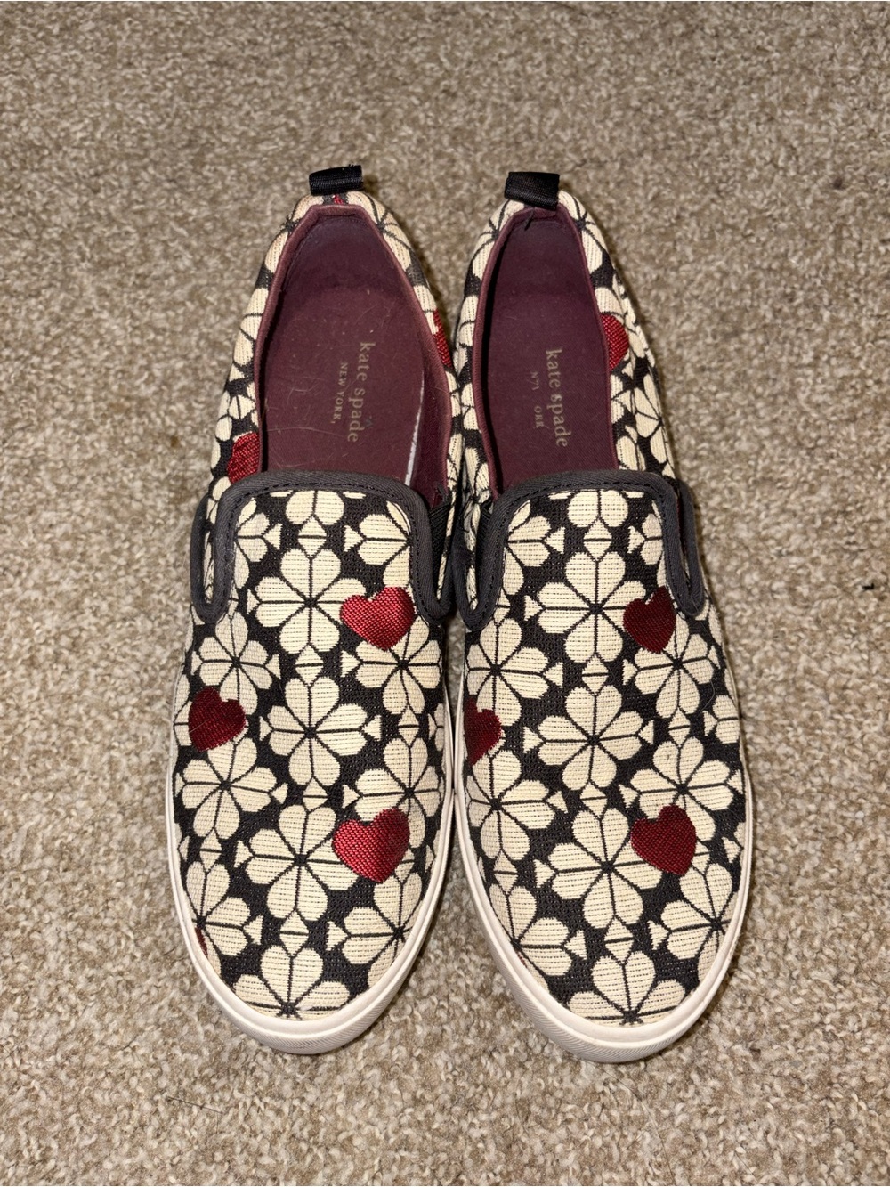 kate spade Floral Heart Slip-On Sneakers - Black, Cream & Red